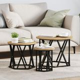 vidaXL Nestbare bijzettafel 3 stuks artisan eiken 53 x 53 x 40 cm