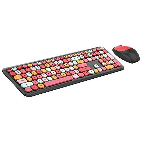 MOMBIY Retro Mechanisch toetsenbord- en muisset keyboard kleine ronde ...