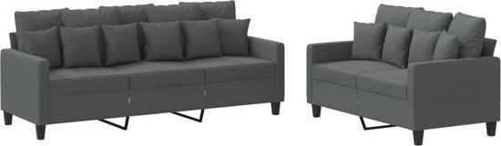 vidaXL 2-delige Loungeset met kussens stof donkergrijs