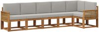 vidaXL - Hoek loungeset - 6 zitplekken - Naturel en lichtgrijs - Polyester