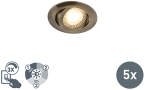 QAZQA Set van 5 moderne LED inbouwspots brons 3-staps dimbaar - Mio