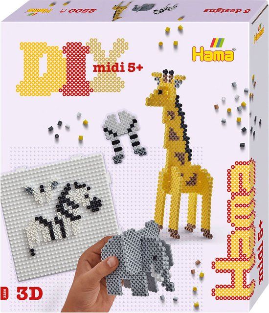 Hama Strijkkralenset Cadeau Box 3D Safari - 2500 stuks - Multikleuren