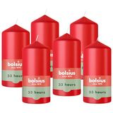Bolsius - Gladde Stompkaarsen - Rood - 12 cm - 6 Stuks - Decoratieve Kaarsen - Bevat Plantaardige Was - Zonder Palmolie