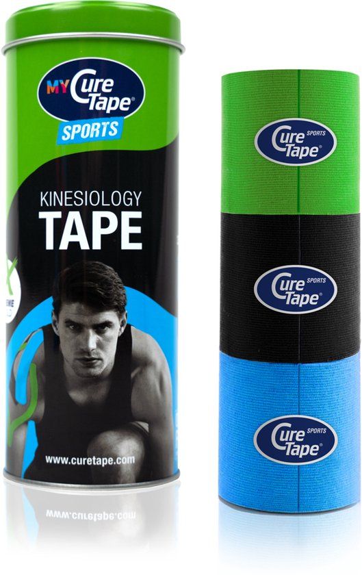 CureTape My CureTape® Sports Kinesiotape - Lime, Zwart & Blauw - 3 Rollen 5cm x 2,5m