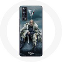 Maniacase Hoesje voor Vivo Y72 Vikings Series Seizoen 6 Ragnar Lothbrok logo V Zwaard Grijze Mist Achtergrond