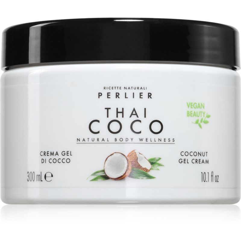 Perlier Thai Coco verzorgende gel voor het lichaam, met biologisch kokoswater en vitamine E, hydraterende en regenererende behandeling voor de droge huid, fles van 300 ml