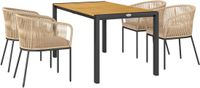 Outsunny Rattan Gartenmöbel-Set Akazienholz, PE-Rattan, 140L x 80B x 74H cm, Naturholz+Khaki