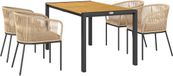 Outsunny Rattan Gartenmöbel-Set Akazienholz, PE-Rattan, 140L x 80B x 74H cm, Naturholz+Khaki