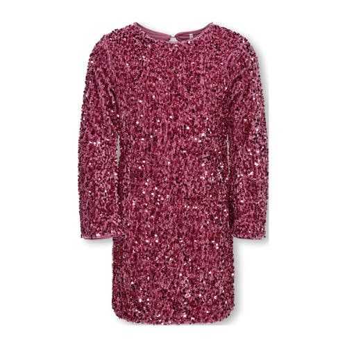 ONLY KIDS ONLY GIRL midi jurk met pailletten roze