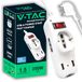 V-TAC Stekkerdoos met 3 stopcontacten + 2 USB en schakelaar