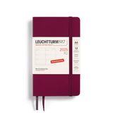 LEUCHTTURM1917 370573 weekkalender 2025, Pocket A6, softcover - 12-maanden-planner, 80 g, gelinieerd - Port Red