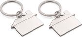 Merkloos / Sans marque Stricker Europe Sleutelhanger - 2x - huisje - aluminium - 5x3,5 cm - geschenkverpakking - housewarming cadeau