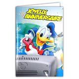 Disney Donald Duck Micky Mouse Card Happy Birthday, sterren, glanzend, blauw, envelop, videospelletjes, tv-computer, controller, console, gasten, vrienden, jongens, kinderen, 150576
