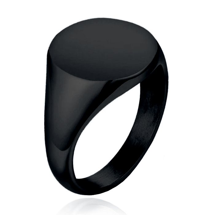 Cilla Jewels Zwarte Dames Zegelring van Edelstaal-18mm