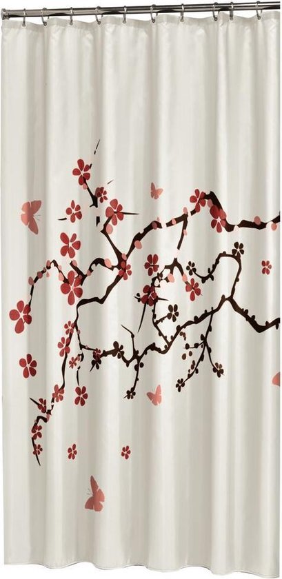 Sealskin blossom douchegordijn textiel 180x200cm polyester rood