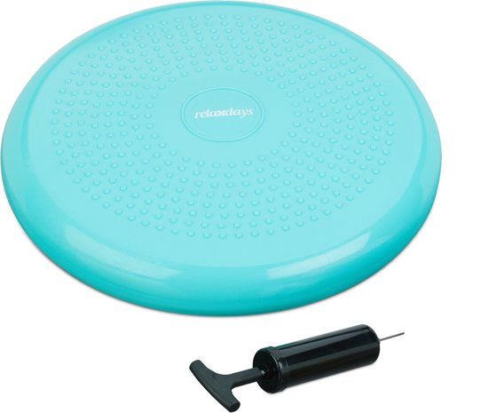 Relaxdays Wiebelkussen 33 cm met luchtpomp - balkussen - balanskussen - balansbord noppen groen