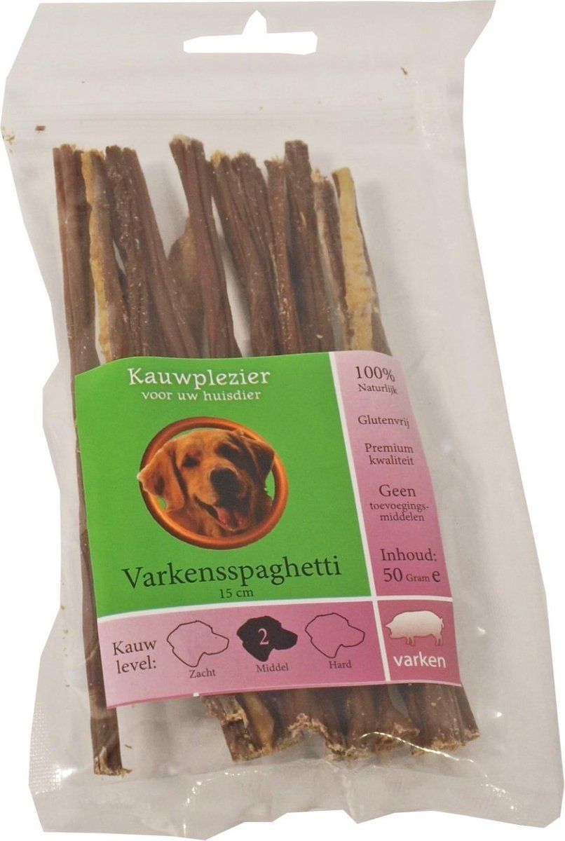 Gebr. de Boon Natuurlijke snack zak varkensspaghetti 15 cm 50 gram