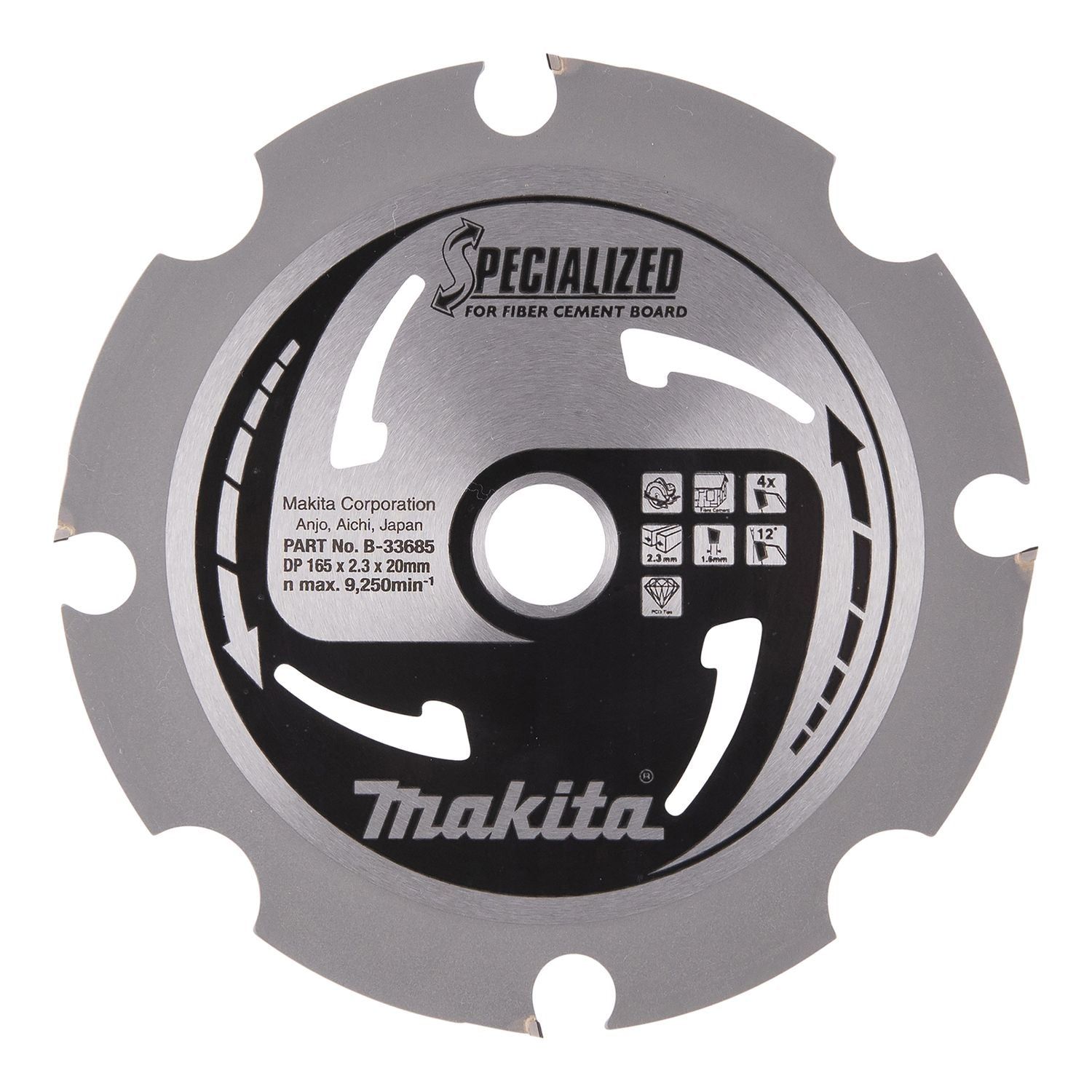 Cirkelzaagblad voor Vezelcementplaat - Ø 165mm - 4T