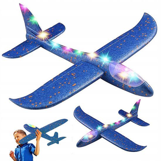 Verk Shantoushi Zhishi Styropor Vliegtuig - 47cm - LED Verlichting - Blauw