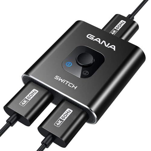 HDMI GANA HDMI Switch HDMI Splitter 4K60Hz Ultradun Aluminium Bidirectionele 2 in 1 Out of 1 in 2 Out HDMI Verdeler