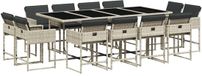 vidaXL Ensemble de jardin 13 pièces avec coussins, polyrotin, gris clair
