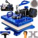 VEVOR warmtepers, 30 x 38 cm, 1000 W, 6-in-1 warmtepers, scharnierend, sublimatiemachine in blau en zwart, t-shirtprinter voor transfers met nauwkeurige bediening, LED-display, dubbele buisverwarming voor DIY-schoenen, -petten en -bekers