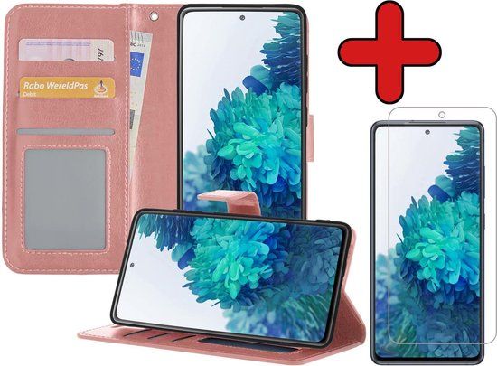 BTH Book Case voor Samsung Galaxy S20 FE - Rose goud - Met Screenprotector