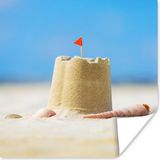 PosterMonkey Poster Zandkasteel - Strand - Schelpen - Zomer - 30x30 cm