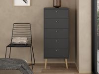 Mobistoxx Commode BOAVISTA 5 tiroirs gris