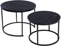 Home & Styling Bijzettafels - Set van 2 - Zwart - Metaal/MDF - Rond - 50 cm / 60 cm