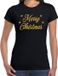 Bellatio Decorations Foute Kersttrui t-shirt - Merry Christmas - goud / glitter - zwart - dames - kerstkleding / kerst outfit XXL