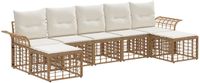 vidaXL Buiten bank set 7 st Natuurlijk en Crème Wit Polyester
