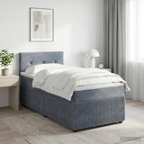 vidaXL Boxspringbed met matras, donkergrijs, 90 x 190 cm, fluweel