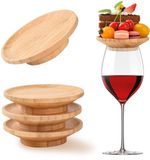 Sans marque Bambou Verre à vin Toppers - 4 Pièces