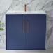 Edge Meuble de salle de bain suspendu - Avec lavabo - 81 cm – Bleu marine - Poignées en T cuivre satiné