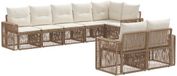 vidaXL Banc de jardin 8 places beige et crème polyrotin