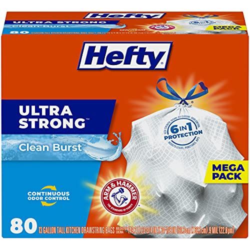 Hefty Ultra Sterke Vuilniszakken - Clean Burst - 13 Liter - 80 Stuks