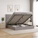 Prolenta Maison Exclusive Lit Ottoman exclusif avec matelas et tête de lit taupe, dimensions 140 x 200 cm, revêtement en tissu