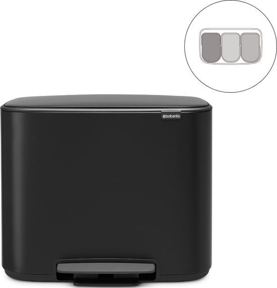 Brabantia Bo Pedaalemmer - 3 x 11 liter - Matt Black