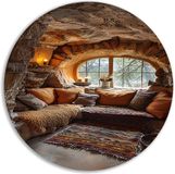 Merkloos / Sans marque Forex Wall Circle - Architecture - Vintage Painting - 100x100cm