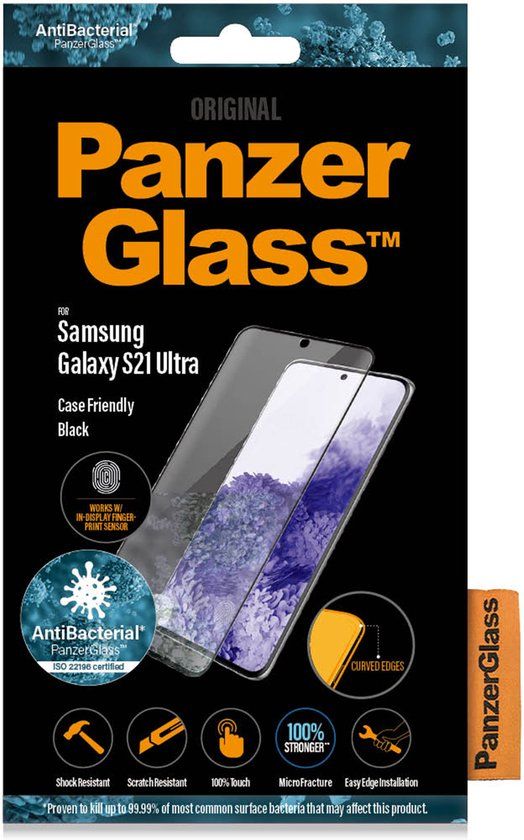 PanzerGlass Screenprotector Samsung Galaxy S21 Ultra - Edge to Edge - Case Friendly - Glass