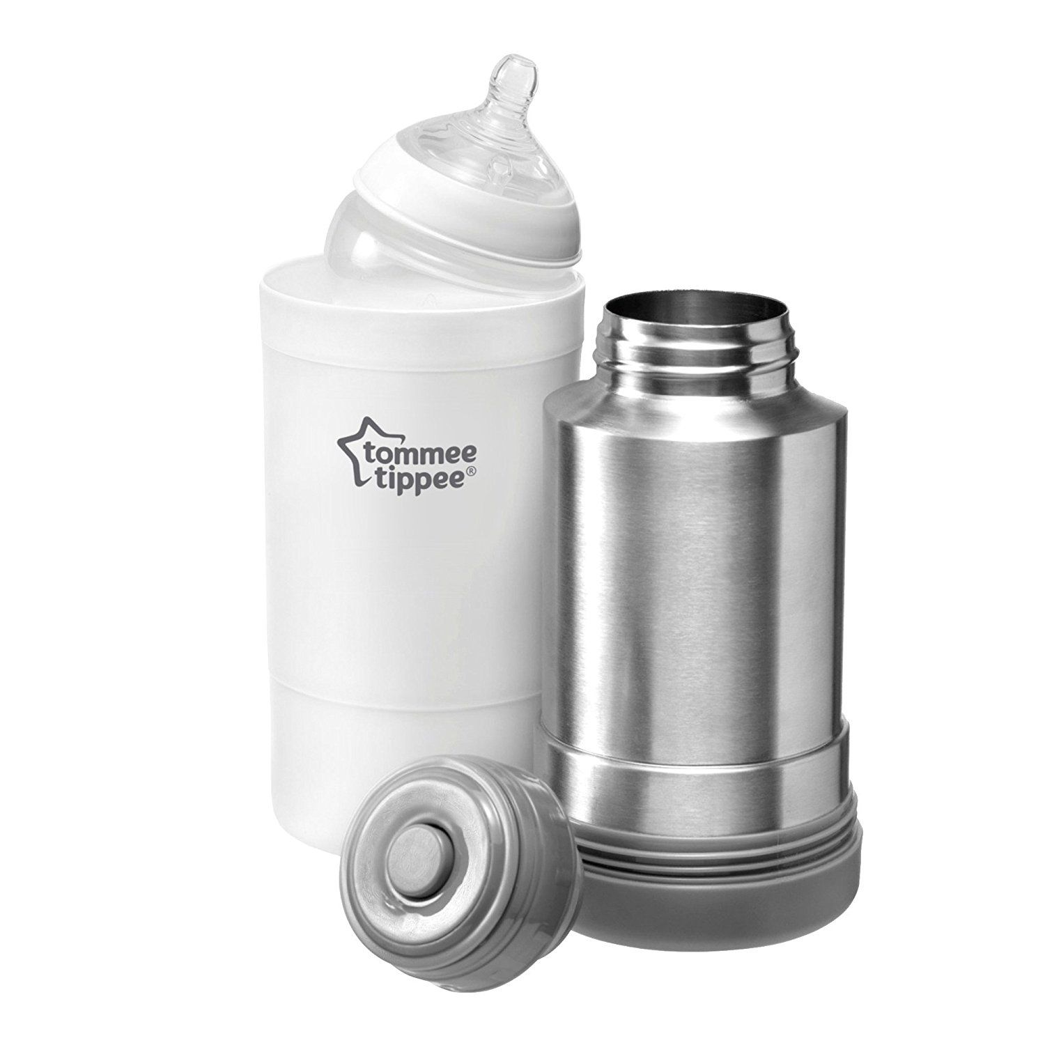 Tommee Tippee Closer to Nature - Travel Bottle & Food Warmer - Stainless Steel - White