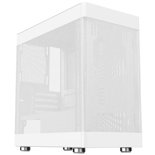 Itek PROMESH 35W - Gaming Office Mini Tower mATX, Type-C, 2xUSB3, 3 zijden mesh, White Edition