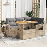 Maison Exclusive - Ensemble de meubles de jardin 5 pièces avec canapé et coussins, beige, en polyrotin