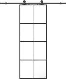 vidaXL Schuifdeur met beslagset 76x205 cm ESG glas zwart