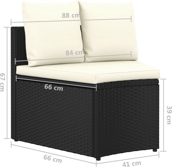 vidaXL 5-delige Loungeset met kussens poly rattan zwart