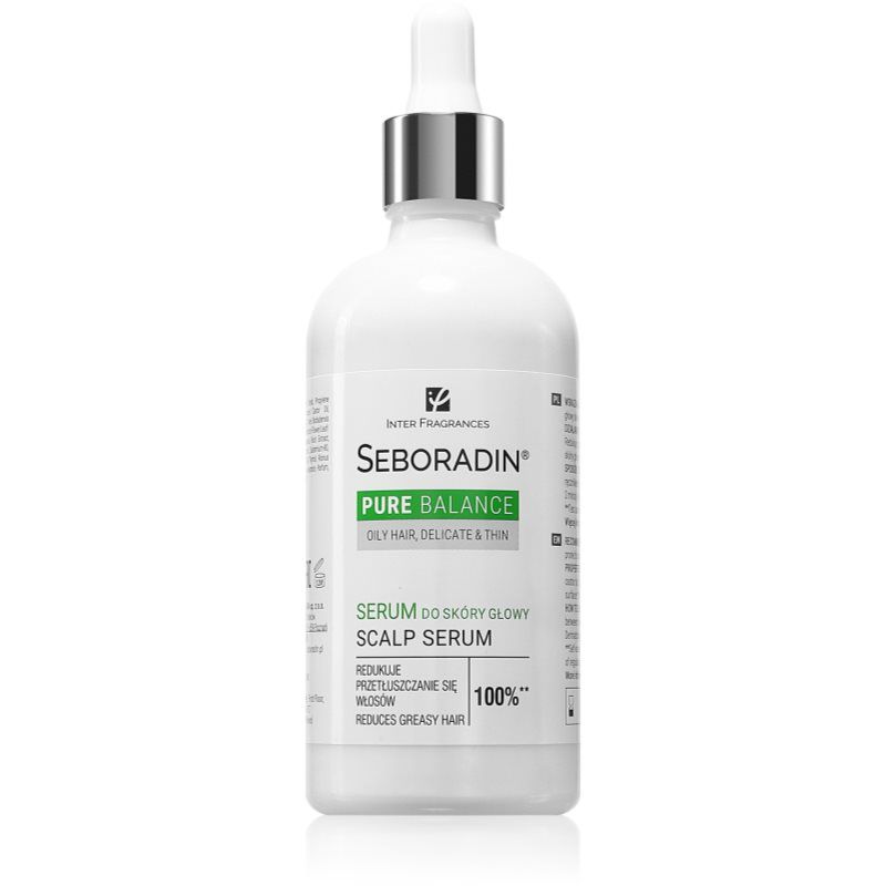 Seboradin Pure Balance Seboradin Versterkt haarserum voor fijn haar, gevoelig voor vet, hoofdhuidverzorging, regulatie van talgafscheiding, aloë vera, niacinamide, pure zwarte radijs-extract, 100 ml