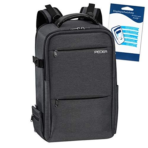 Pedea DSLR-camerarugzak "Noble" met displaybeschermfolie voor Olympus E-M5 Mark II Pen E-PL8 E-PL9 / Canon EOS M50 / Nikon D5600 D7500 / Panasonic G9 G70 G81 GX8 / Fujifilm X-T3 X-T100, grijs