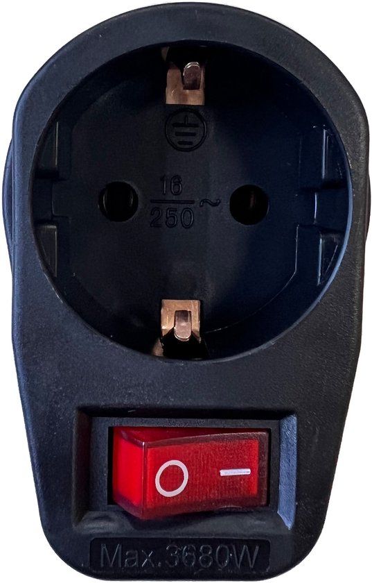 Benson Doorvoerstekker - Schuko stopcontact - Schakelaar - Zwart - 3500W