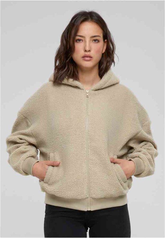 Urban Classics Oversized Sherpa Vest met capuchon - Beige - Maat M